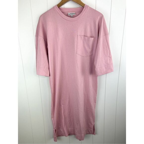 Ganni Software Recycled Cotton‎ Blend Jersey T Shirt Dress Lilac XS Oversized - Picture 2 of 12